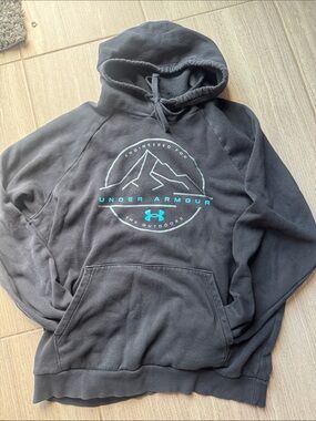 Under Armour Black Hoodie with Teal Outdoor Logo